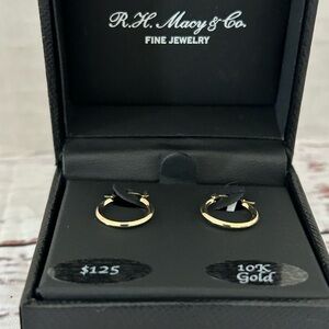 Macys 10k Gold Hoop Earrings New in Box Retail $125